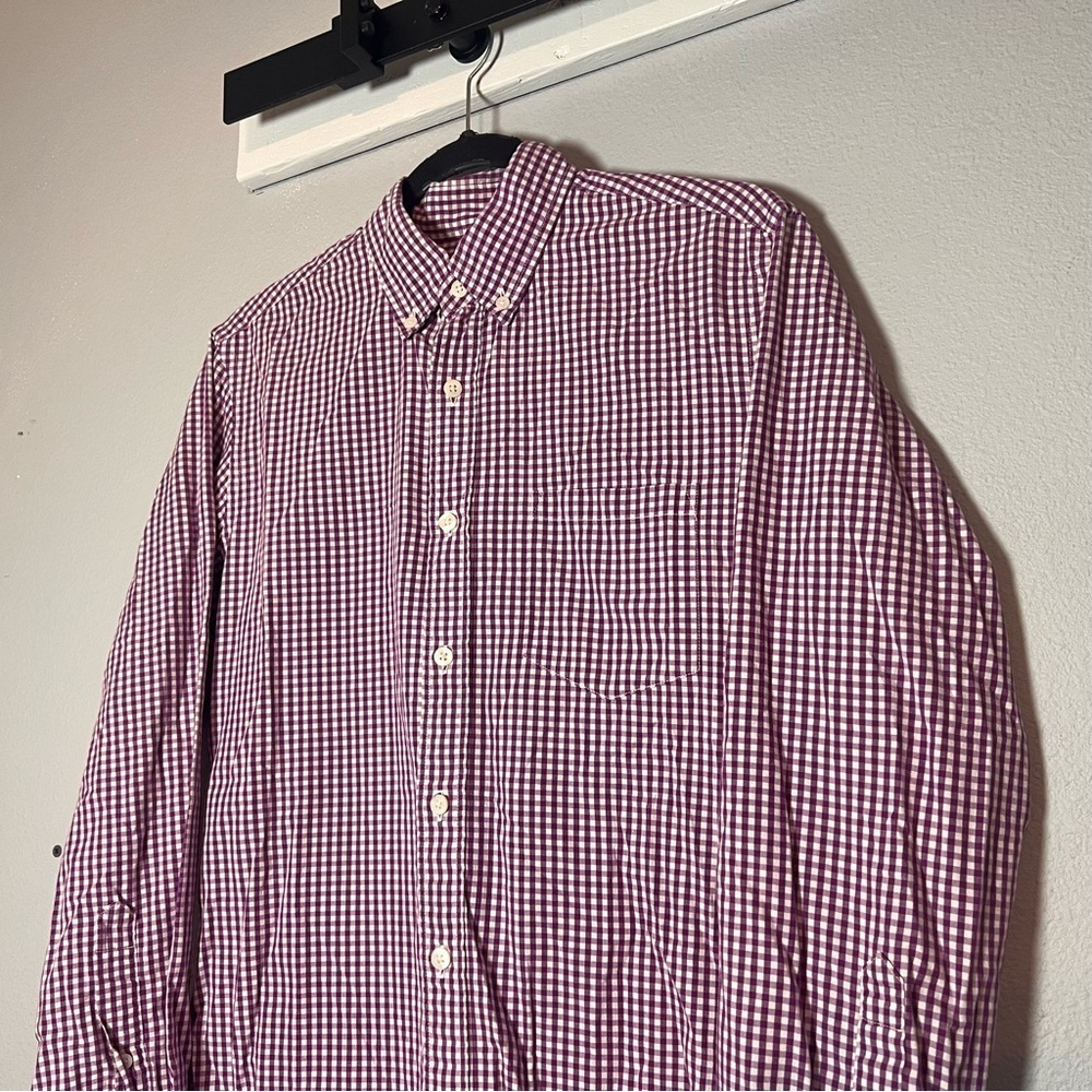 J. Crew Button Down Shirt Purple Gingham Plaid Men's Size Small Cotton
